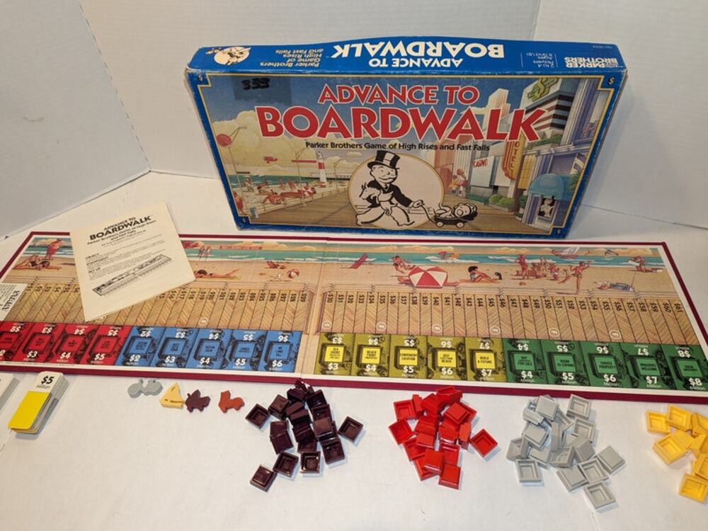 Vintage 1985 Monopoly Advance To Boardwalk Board Game Parker Brothers Complete!